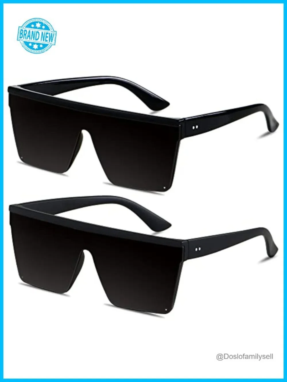Oversized Flat Top Shield Sunglasses UV400 Protection Rimless Square Shades